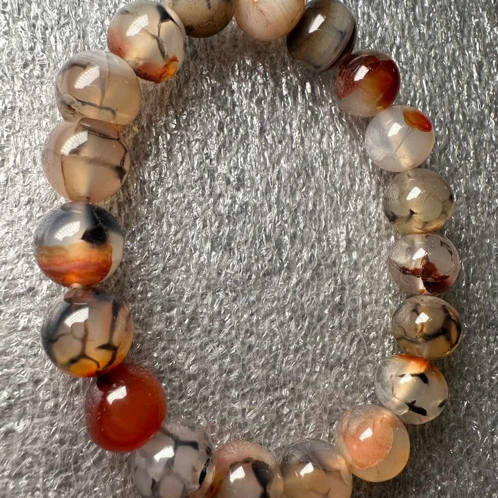 10MM “Dragon Vein” Agate Natural Crystal Bracelet